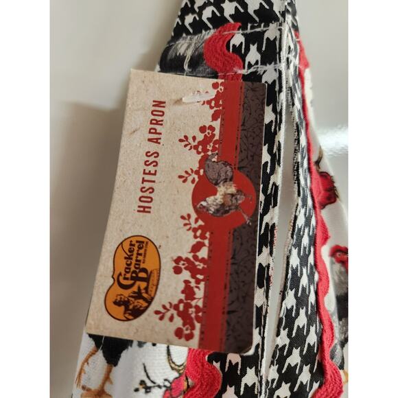 Cracker Barrel Rooster Hostess Red Black White  Designed Cooking Apron NWT - Picture 3 of 4